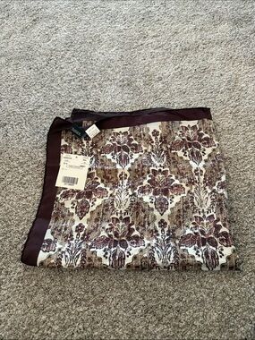 Tanner Silk Paisley Print Scarf in Cream and Burgundy/Brown NEW